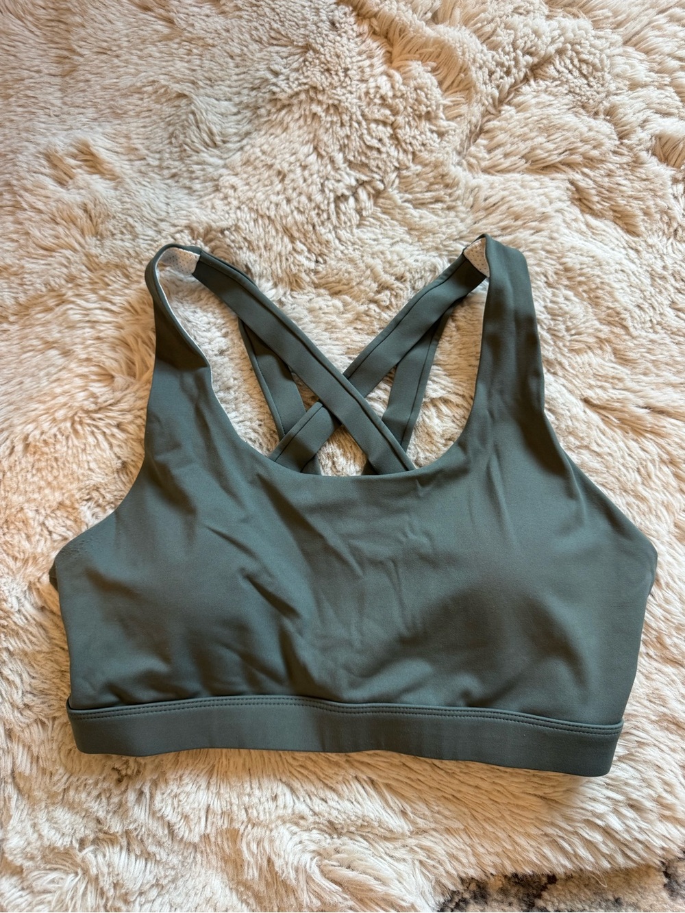 Running Girl Olive Green Strappy Sports Bra
